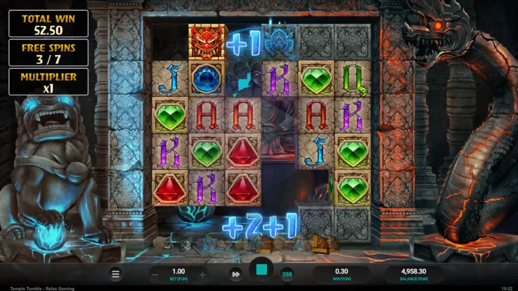 Temple Tumble – recenzja slotu z mechaniką kaskadową pic2
